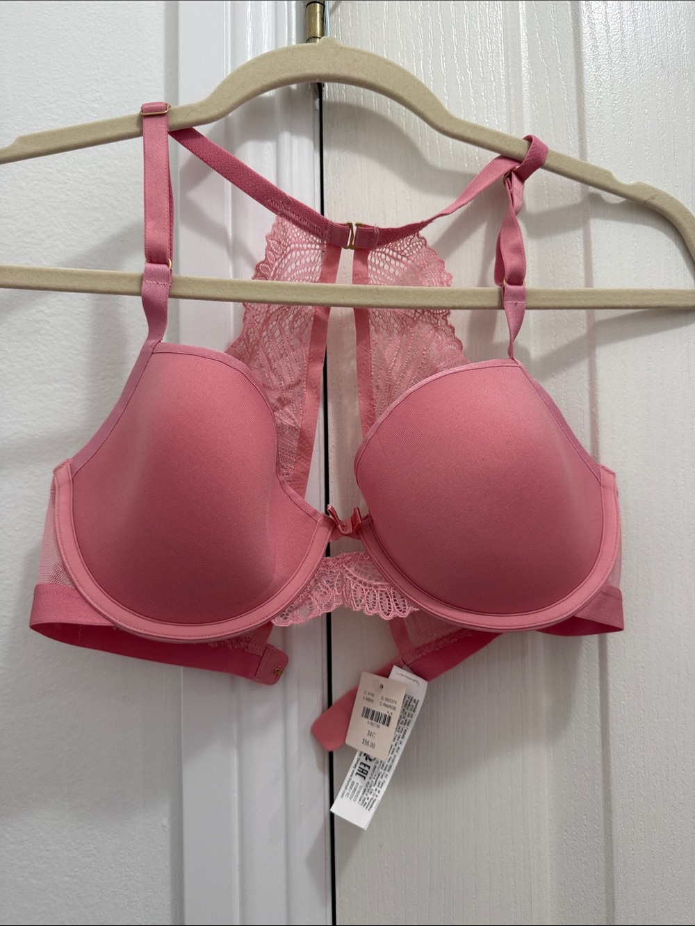 Anthropologie Pink Lace Racerback T-Shirt Bra
